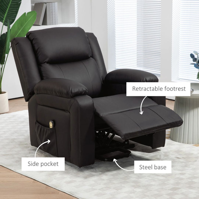 Luxharbor Lane Powered Lift Assist Recliner Chair with Remote Control - Brown Faux Leather