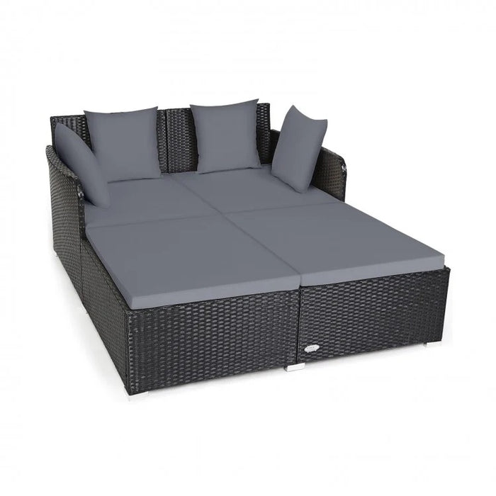 Halton Outdoor Rattan Lounging Patio Sofa Grey