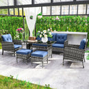 Patio Furniture, Brindlestone Terrace 6pc Outdoor Patio Set with Sofa, Chairs, Stools and Table - Blue - Seasonal Overstock