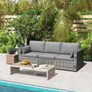 Patio Furniture, Manchester Creek Outdoor Patio Rattan Sofa - Grey & Grey - Seasonal Overstock