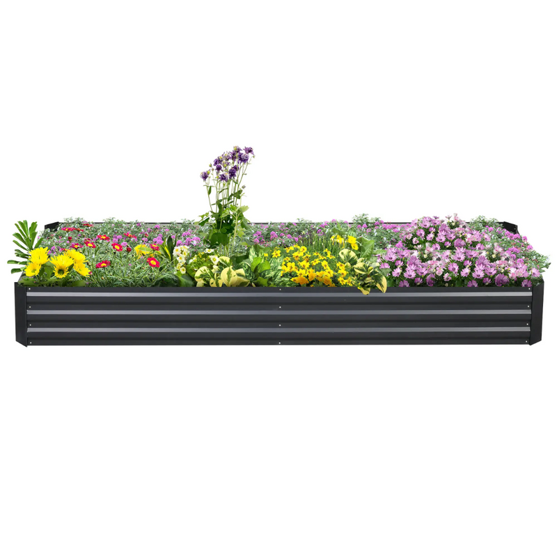 8' x 3' Raised Garden Bed Planter Box Galvanized Steel 12in Deep - Dark Grey