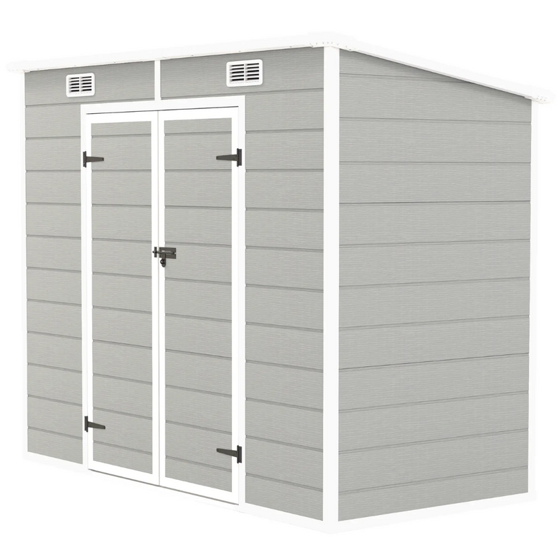 8' x 4' Polypropylene Resin Plastic Garden Shed with Dual Swing Doors - Grey