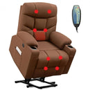 Lift Chairs, Wyatt Electric Lift Assist Recliner Chair with Vibration Massage and Lumbar Heat - Brown - Seasonal Overstock