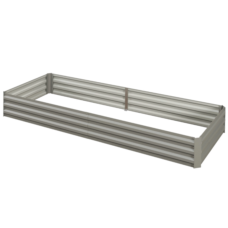 8' x 3' Raised Garden Bed Planter Box Galvanized Steel 12in Deep - Silver