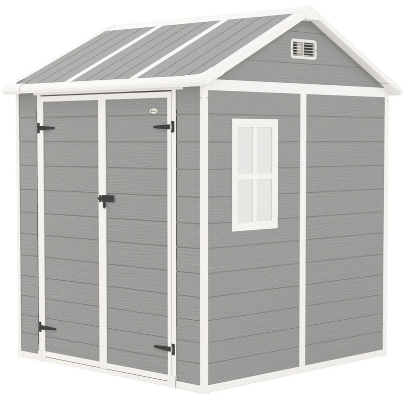 6' x 6' Polypropylene Resin Plastic Garden Shed with Dual Swing Doors - Grey