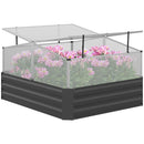 Planters, 4' x 3.5' Galvanized Steel Raised Garden Bed with Removeable Cold Storage Greenhouse Top - Grey - Seasonal Overstock