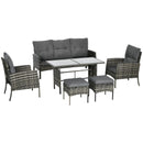 Patio Furniture, Brindlestone Terrace 6pc Outdoor Patio Set with Sofa, Chairs, Stools and Table - Grey - Seasonal Overstock