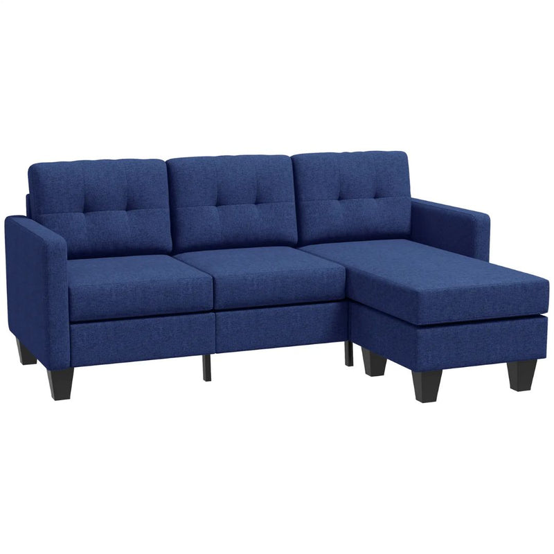 Carmen 77" Dark Blue Upholstered Reversible Sectional Sofa