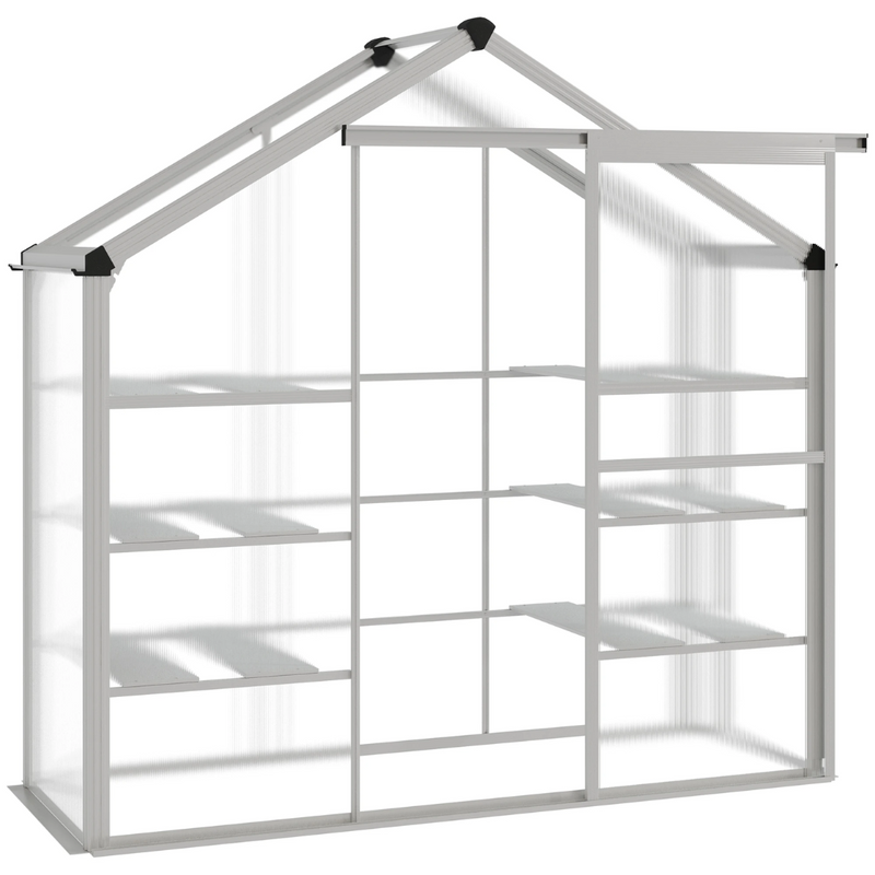 6.3' x 2.3' Walk-In Aluminum Frame Greenhouse with 3 Tier Shelving - Silver