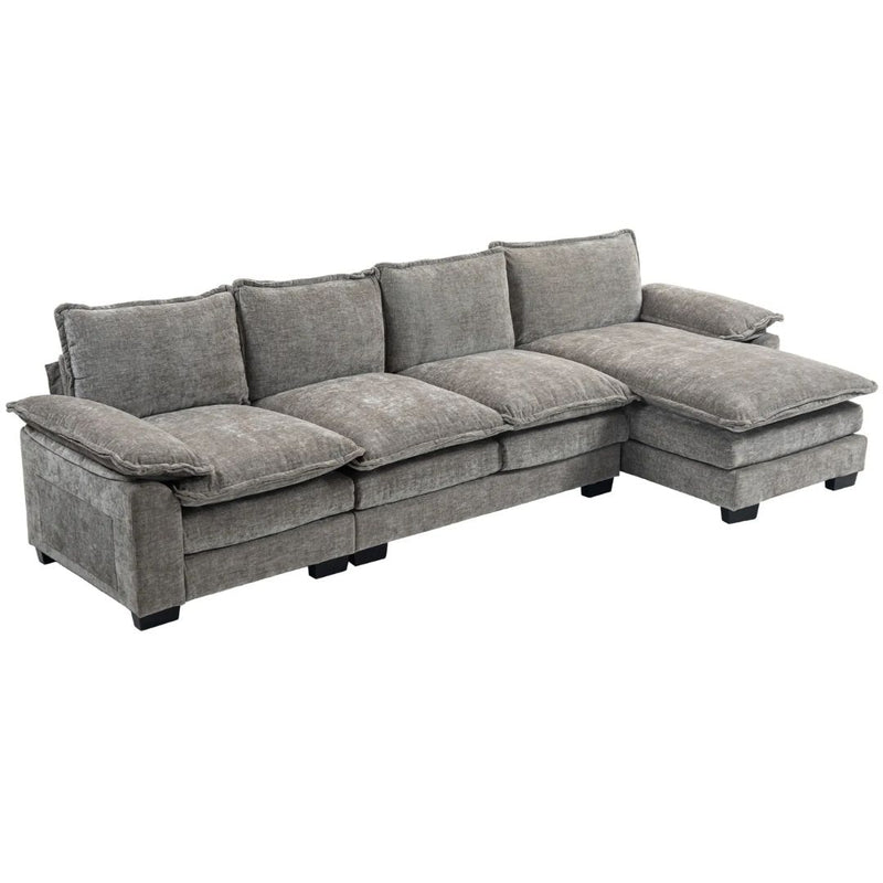Sofas, Shadow Creek 120-in L-Shaped Sectional with Reversible Chaise Lounge - Grey - Seasonal Overstock
