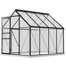 6' x 8' Walk-In Greenhouse with Aluminum Frame and Polycarbonate Panels, Sliding Door - Grey