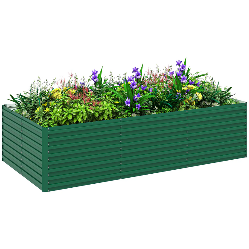 8' x 4' Raised Garden Bed Planter Box Galvanized Steel 24in Deep - Green