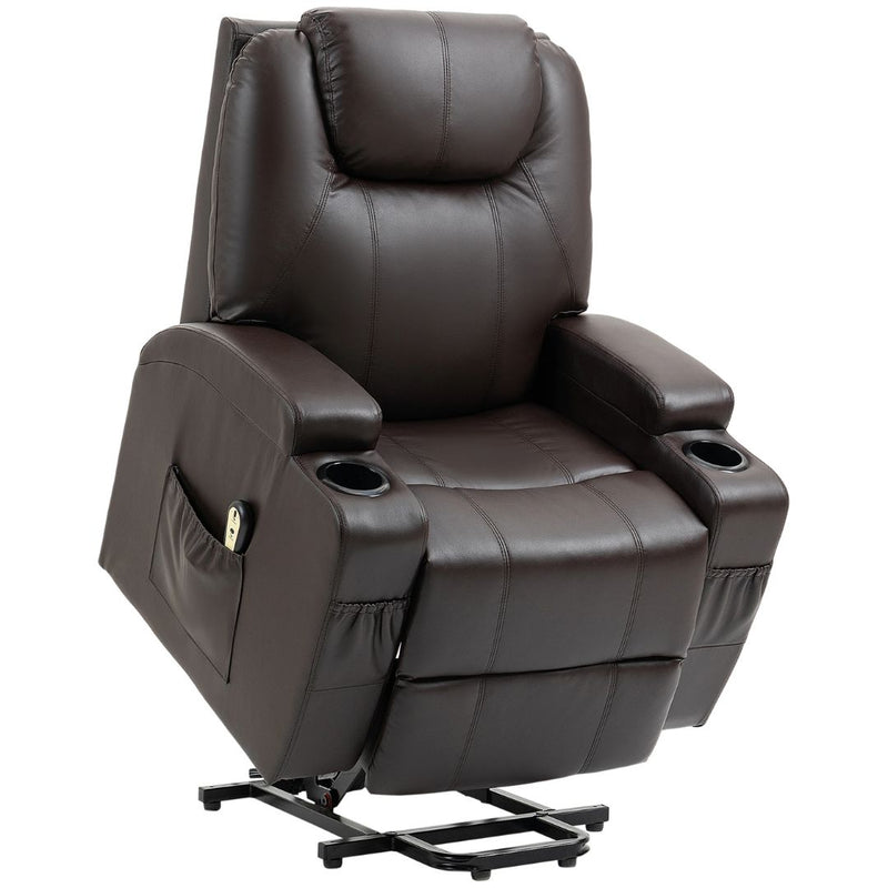 West Haven Power Lift Chair Recliner with Remote and Cup Holders - Brown