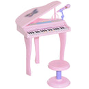 Musical Instruments, Mini Grand Piano Electronic Keyboard for Kids w/ 37 Keys and Microphone - Pink - Seasonal Overstock