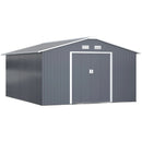 Storage Sheds, 11.2' x 12.5' Large Garden Storage Shed with Dual Sliding Doors - Dark Grey - Seasonal Overstock