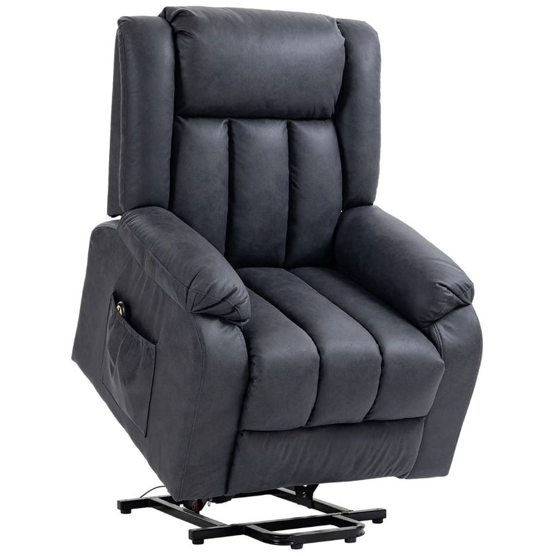 Anatole Electric Lift Assist Recliner Chair with Remote in Grey Microfibre