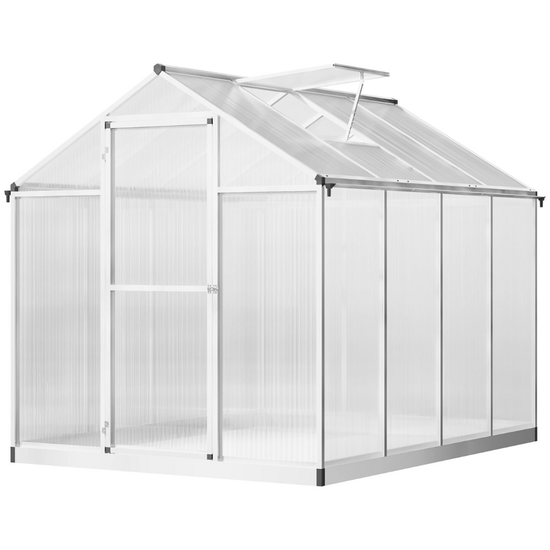 8' x 6' Walk-In Aluminum Frame Greenhouse with Polycarbonate Panels, Swing Door - Silver