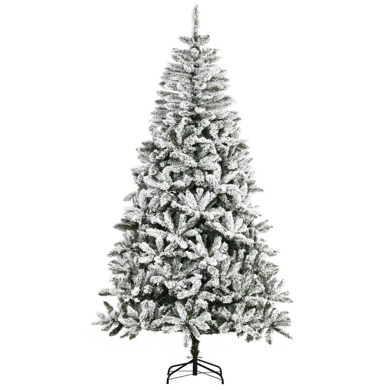 7.5ft Artificial Flocked Pine Christmas Tree with Steel Base and 1300 Branches