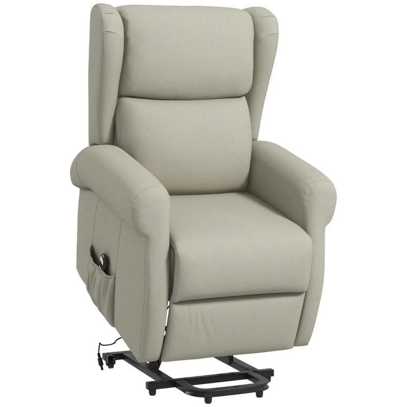 Sling River Wingback Lift Assist Recliner Chair with remote Control - Cream White