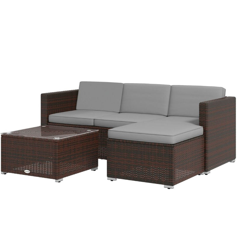 Patio Furniture, Sola Vina 3pc Outdoor Patio Sofa and Ottoman Set with Table - Grey - Seasonal Overstock