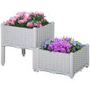Planters, 31.5" x 15.75" Raised 2-Box Planter Flower Bed - Grey - Seasonal Overstock
