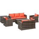 Patio Furniture, Cinder Valley 6pc Patio Set with Sofa, Loveseat, Chairs & Tables - Orange - Seasonal Overstock