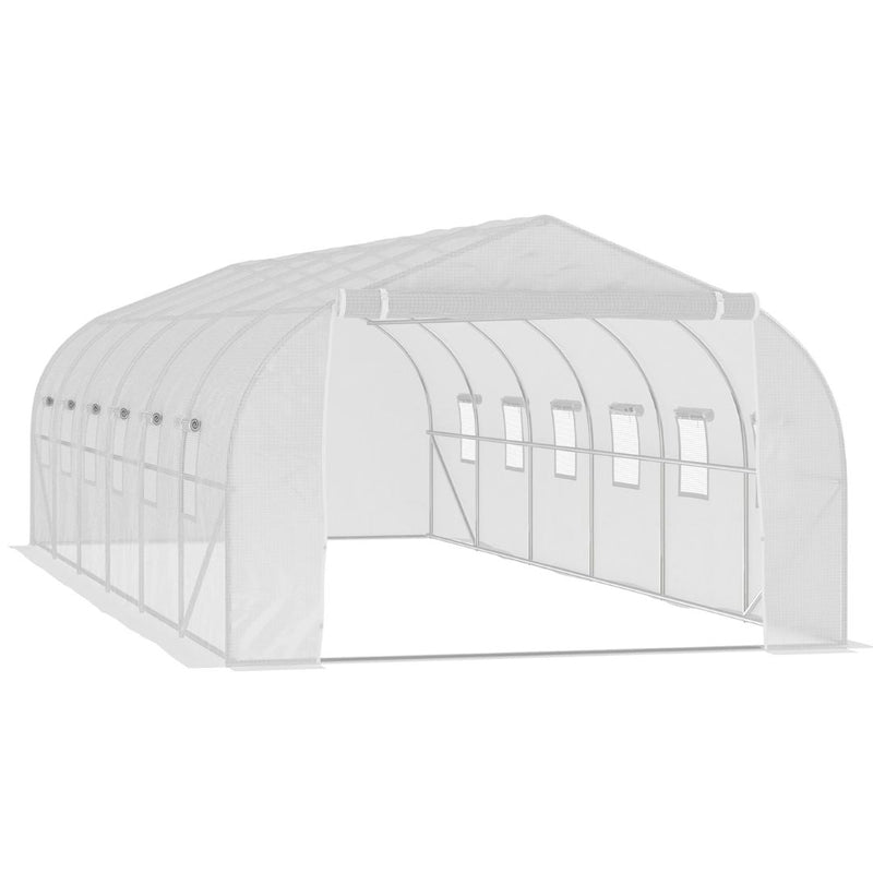 26' x 10' x 7' Extra Large Walk-In Portable Greenhouse with Peaked Roof - White