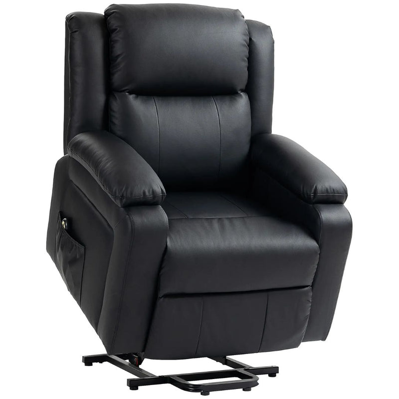 Luxharbor Lane Powered Lift Assist Recliner Chair with Remote Control - Black Faux Leather