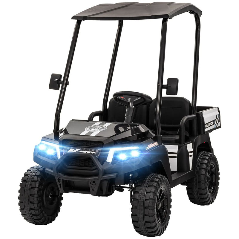 2-Seater 24V Electric Ride On UTV Car for Kids w/ Parental Remote and Sun Roof - Black