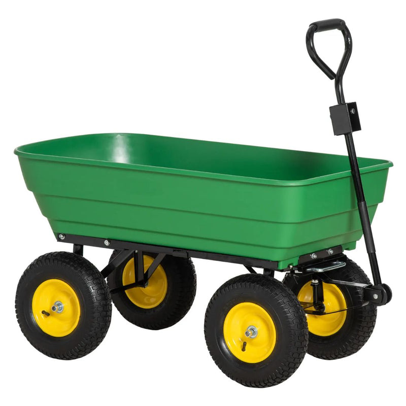 Gardening Accessories, Garden Dump Cart with 125L Tipping Bin, 12in Pneumatic Tires - Holds up to 440 lbs - Seasonal Overstock