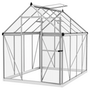 6' x 8' Walk-In Aluminum Frame Greenhouse, 2-Type Polycarbonate Panels, Swing Door - Silver