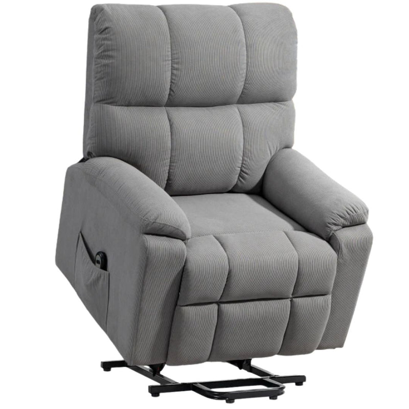 Benson Springs Lift Assist Recliner Chair with Remote - Grey Microfibre