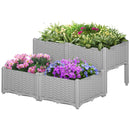 Planters, 31.5" x 31.5" Raised 4-Box Planter Flower Bed - Grey - Seasonal Overstock