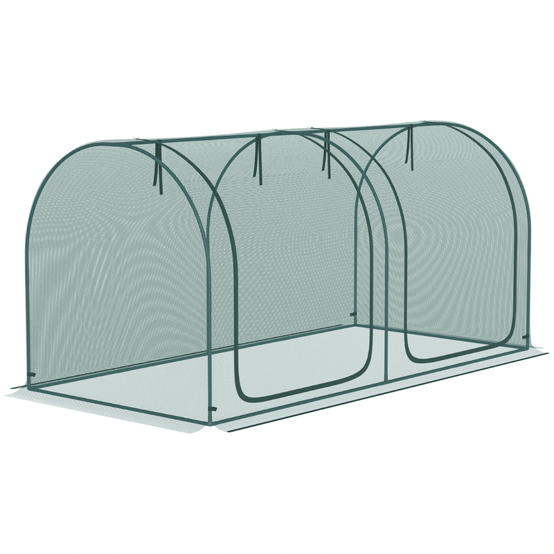 8' x 4' Mesh Garden Protection Crop Cage Cover with 2 Zipper Doors - Green