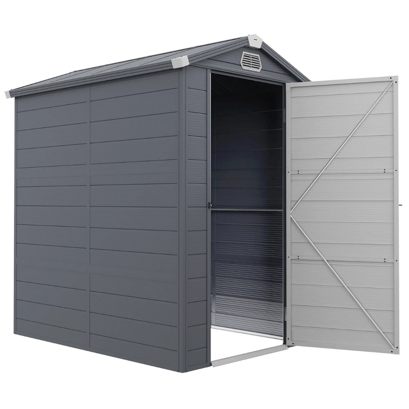 4.5' x 6' Resin Plastic Outdoor Storage Shed with Swing Door and Latch - Grey