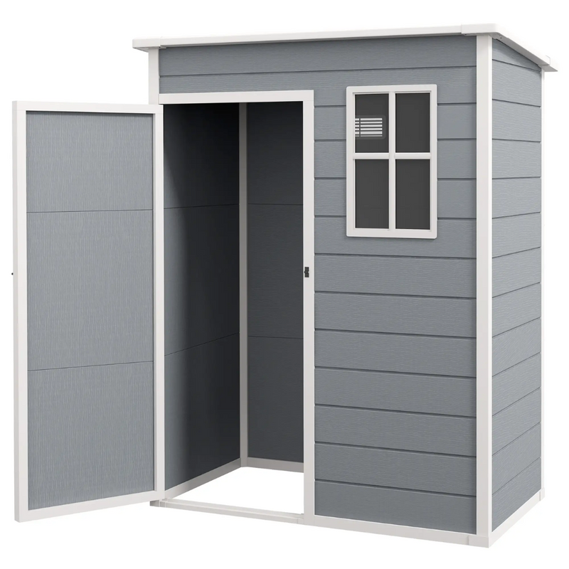 4.6' x 2.5' Resin Plastic Outdoor Storage Shed with Lockable Swing Door - Grey