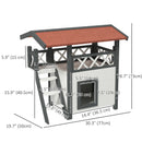 2-Storey Outdoor Cat Shelter With Balcony - White and Grey