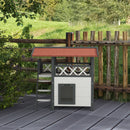 2-Storey Outdoor Cat Shelter With Balcony - White and Grey