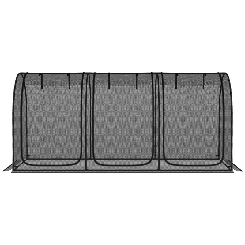 9' x 4' Mesh Garden Protection Crop Cage Cover with 3 Zipper Doors - Black