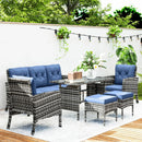 Patio Furniture, Brindlestone Terrace 6pc Outdoor Patio Set with Sofa, Chairs, Stools and Table - Blue - Seasonal Overstock