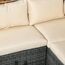 Patio Furniture, River Ridge 3pc Rattan Wicker Outdoor Patio Sectional Sofa Set with Table - Beige - Seasonal Overstock