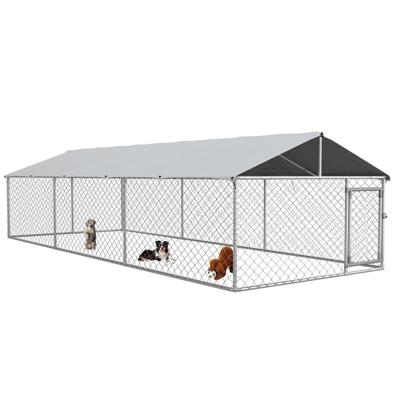 Dog Kennels, 20' x 7.5' x 5' Outdoor Dog Kennel Run with Waterproof Canopy - Seasonal Overstock