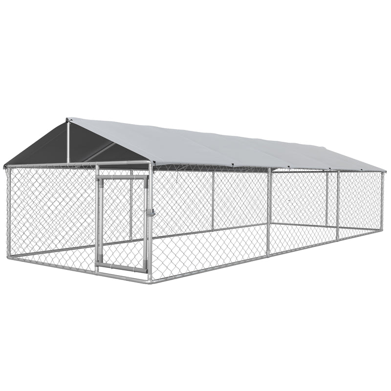 Dog Kennels, 20' x 7.5' x 5' Outdoor Dog Kennel Run with Waterproof Canopy - Seasonal Overstock