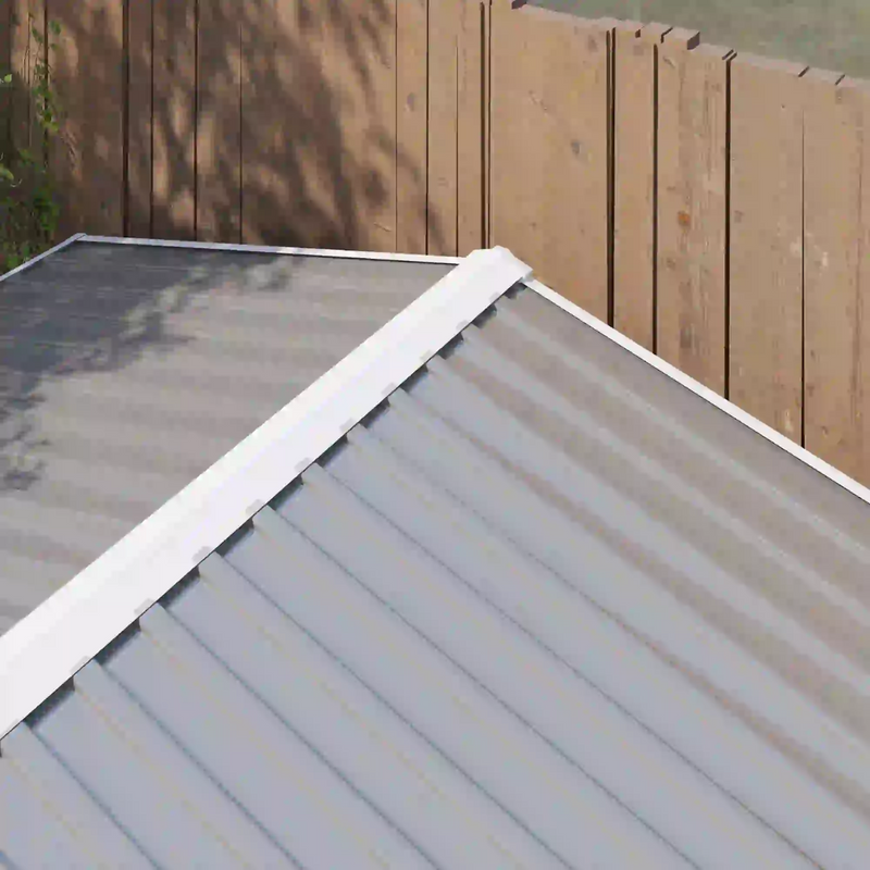 8' x 7' Galvanized Steel Outdoor Storage Shed with Dual Sliding Doors and Floor Frame - Light Grey