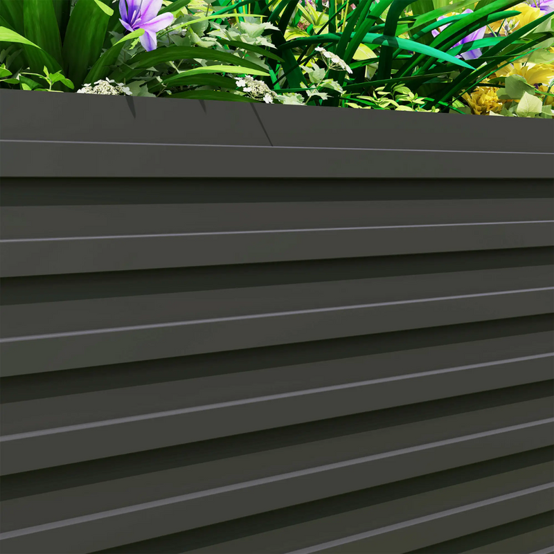 8' x 4' Raised Garden Bed Planter Box Galvanized Steel 24in Deep - Dark Grey