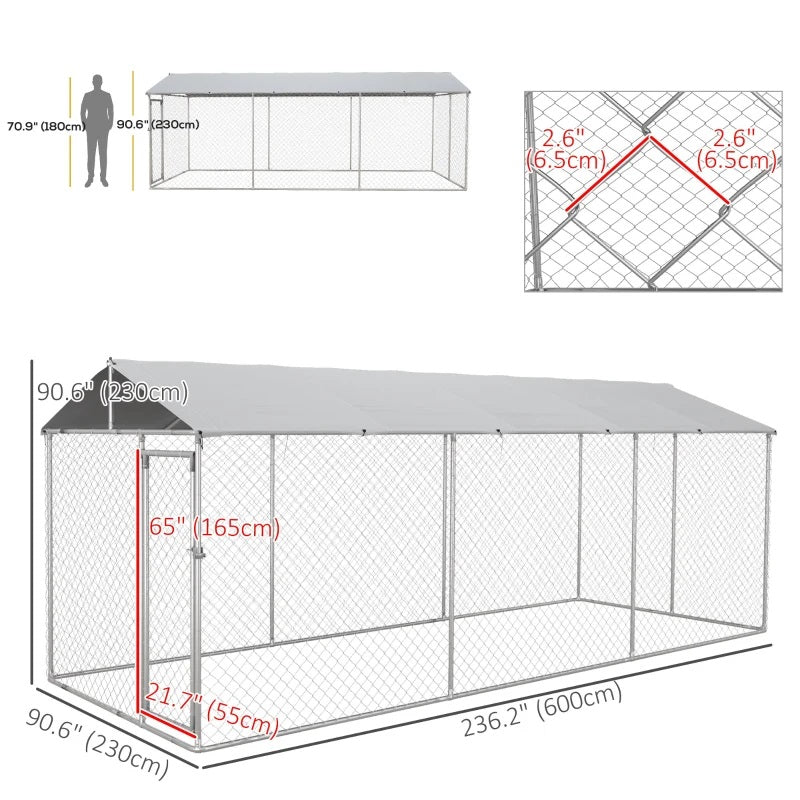 20' x 7.5' x 7.5' Large Dog House Kennel Pen with Canopy Shade