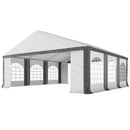 20 x 20 White outdoor canopy tent with grey trim on a white background