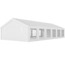20 x 40 White party tent with clear side panels on a white background