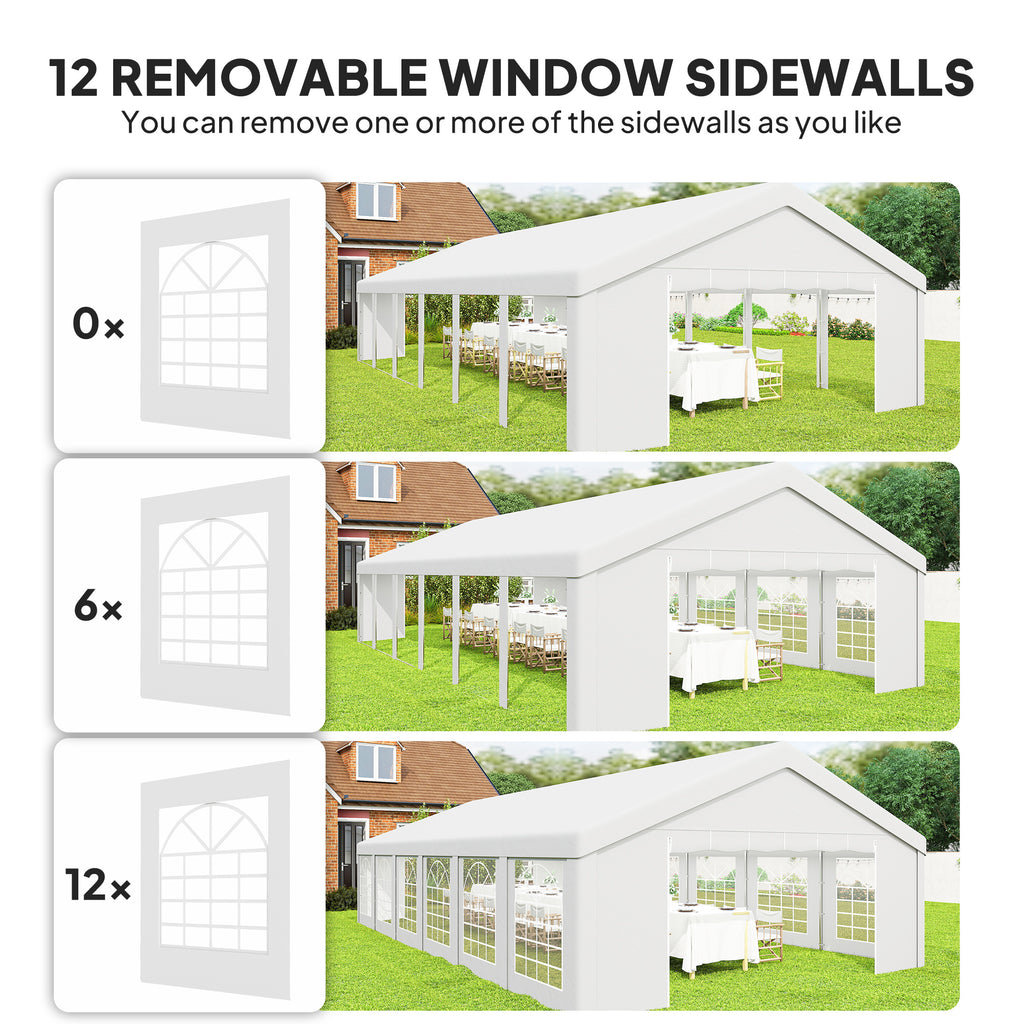 20 x 40 Canopy Tent for Events and Parties with Removable Walls - Whit