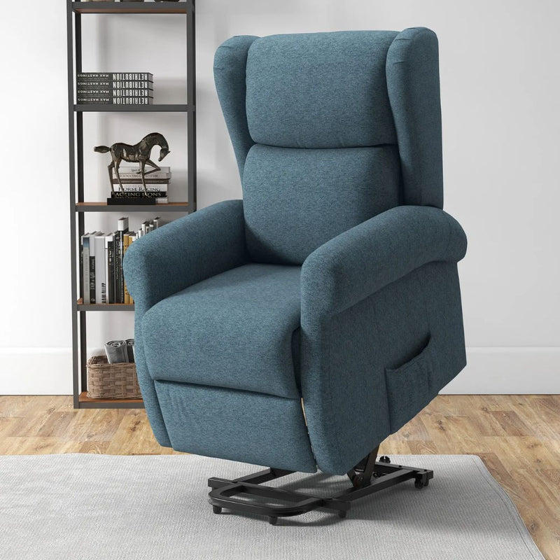 Sling River Wingback Lift Assist Recliner Chair with remote Control - Blue